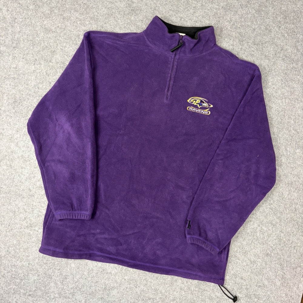 NFL Baltimore Ravens Fleece Pullover Quarter Zip Purple Mens XL Embroidered Logo